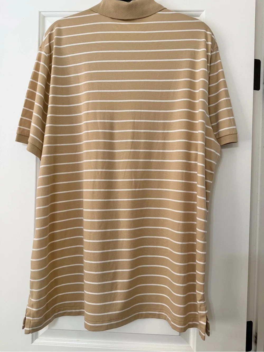 Polo Ralph Lauren Striped Polo Shirt Tan/White XL Preppy Business Casual